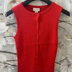 Calvin Klein Jeans Vibrant Red Ribbed Top